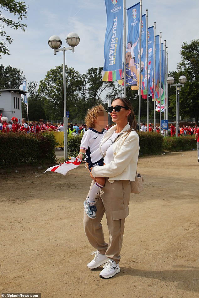 Lauryn Goodman has broken her silence after attending England's match in Frankfurt with son Kairo on Thursday, while Kyle Walker's wife Annie Kilner also cheered from the stands