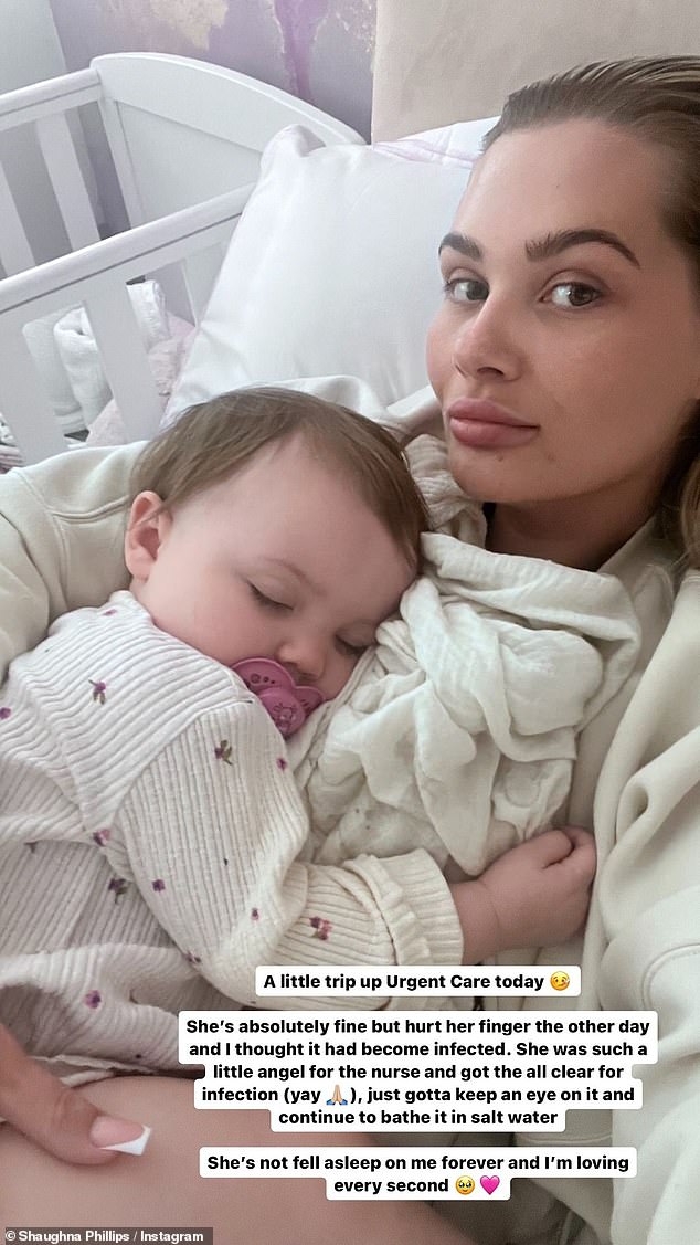 The former Love Island contestant, who welcomed daughter Lucia in April 2023, explained that the toddler, 14 months old, injured her finger