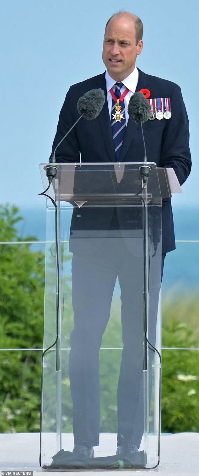 Prince William delivers a speech at Canada's commemoration ceremony marking the 80th anniversary of the D-Day landings in Normandy (seen June 6)