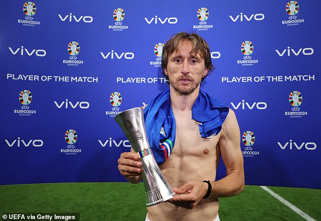 Luka Modric awarded the Player of the Match award after Croatia's 1-1 draw against Italy