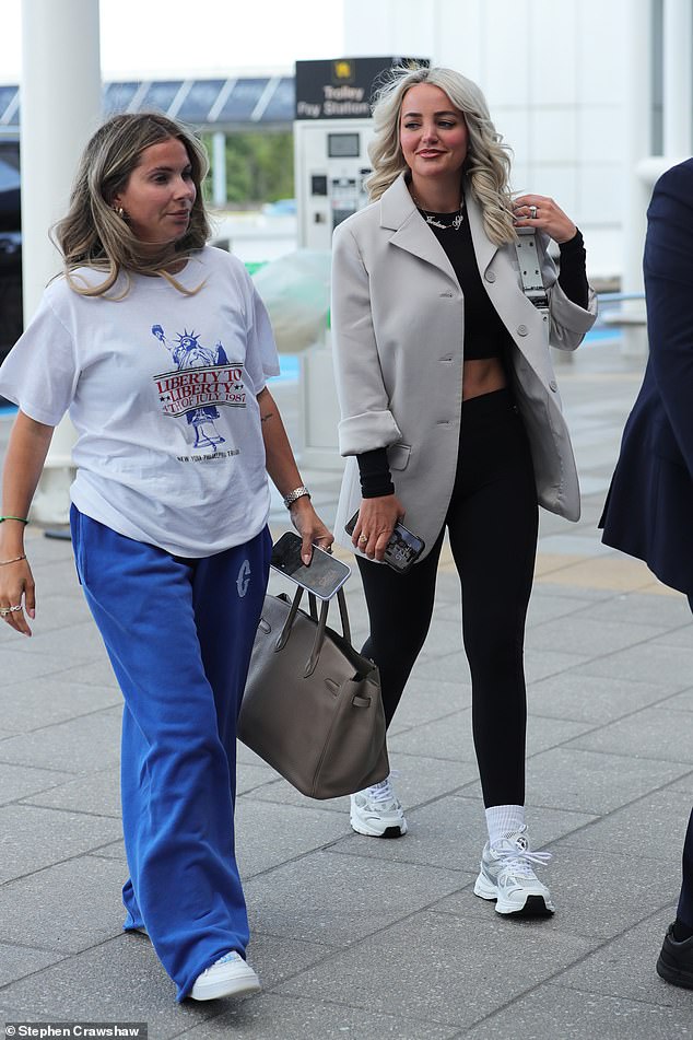 Anouska Santos (pictured left) and Megan Pickford (pictured right) were spotted heading to Germany on Saturday evening ahead of England's first European Championship match
