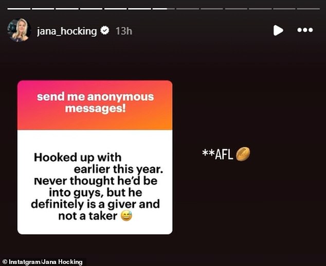 According to a blind item posted by Daily Mail Australia columnist Jana Hocking during one of her 'Saucy Secrets' Instagram sessions, the individual had an enjoyable experience with the sports star