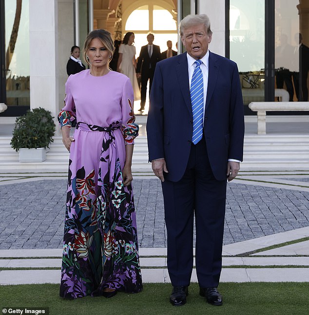 Former President Donald Trump and Melania at a fundraiser in Palm Beach, Florida on April 6, before the start of Trump's trial in New York