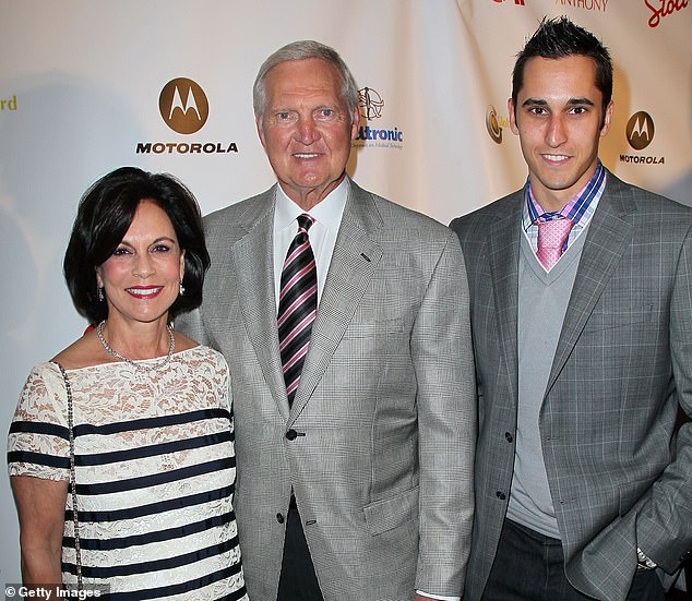 NBA legend Jerry West, pictured with wife Karen and son Jonnie, has died at the age of 86