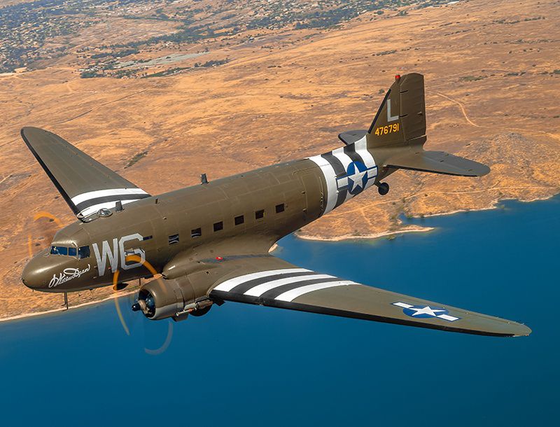 A photo of the C-47 Skytrain from Microsoft Flight Simulator