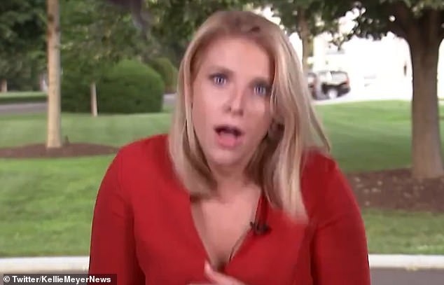 The clip shows Meyer outside the White House on Tuesday, waiting to go live when she is attacked by the bird