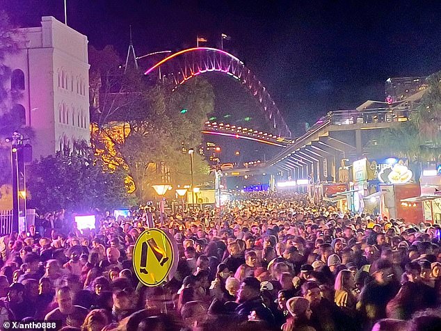 There have been massive pedestrian traffic jams at Vivid in recent days (pictured) and a rail strike is expected to cause even more this week