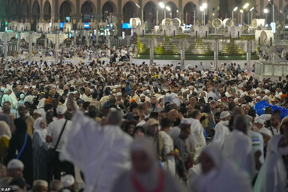 Muslim pilgrims arrive to offer prayers at the Grand Mosque