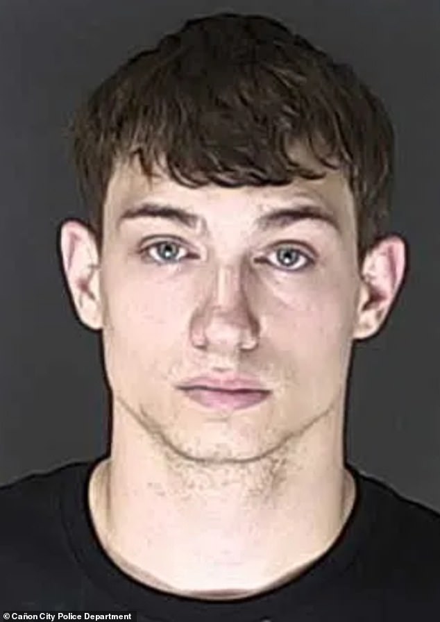 William Jacobs (pictured), 22, was accused of shaking 10-month-old Edward Hayes to death at the Motel 6 in Canon City where all three lived on May 21, 2023