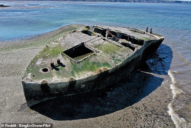 But it started in 1919 as part of a fleet of ocean-going concrete 