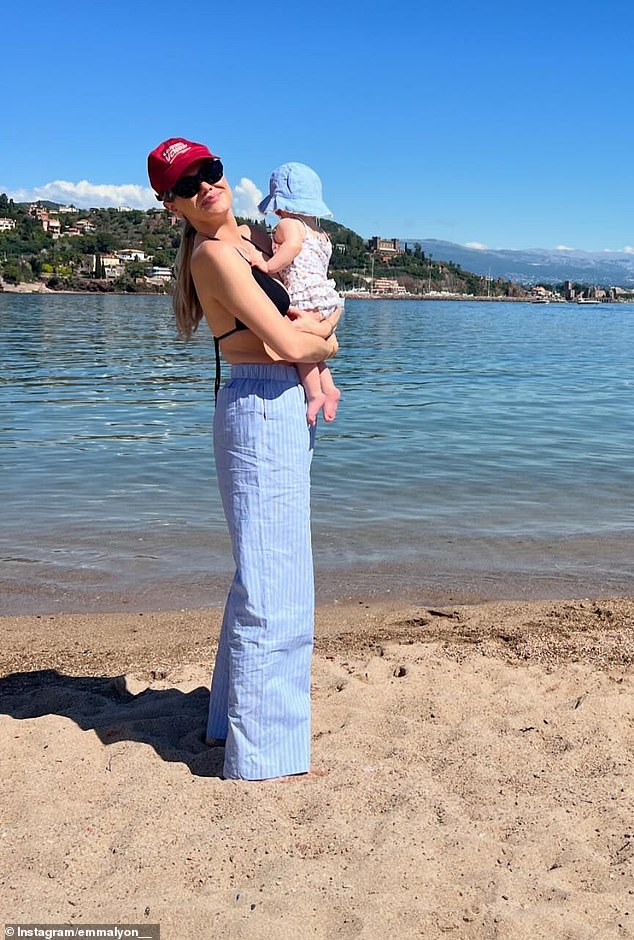 Cricket WAG Emma Lyon has shared a rare glimpse of her nine-month-old child.  Pictured