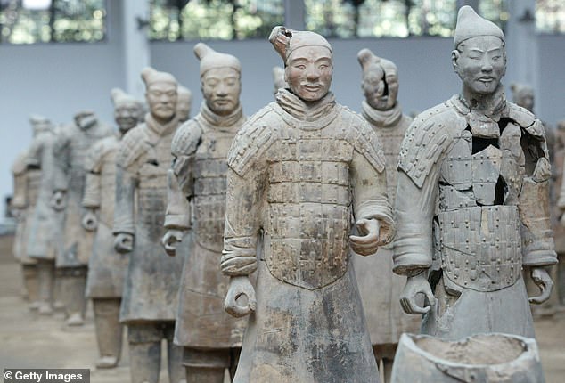 Above, a 2,200-year-old terracotta army at the Qin Terracotta Warriors and Horses Museum in Xi'an