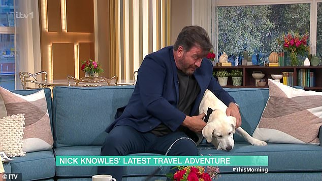 Nick Knowles, 61, had an on-air blunder on Wednesday when This Morning's puppy got a little too cozy