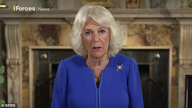 A video message from Queen Camilla was also released today by Buckingham Palace, thanking veterans, serving members of the armed forces and their families for their services