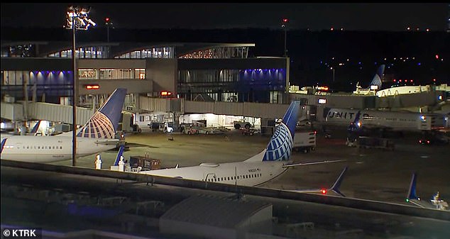 A United Airlines flight from Canada to Texas descended into chaos Friday after 30 passengers fell ill with flu-like symptoms.  The plane took off from Vancouver and landed at Bush Intercontinental Airport in Houston (photo)