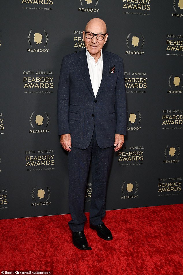 Patrick Stewart looked dapper as his iconic Star Trek franchise was honored at the 2024 Peabody Awards.