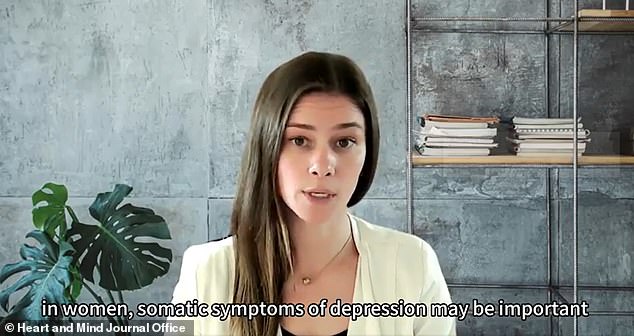 Nicole Virzi, pictured, appears in a video posted on X by the Heart and Mind Journal.  She summarized a 2022 study she published in that journal about how depression and other symptoms in women can lead to heart disease.