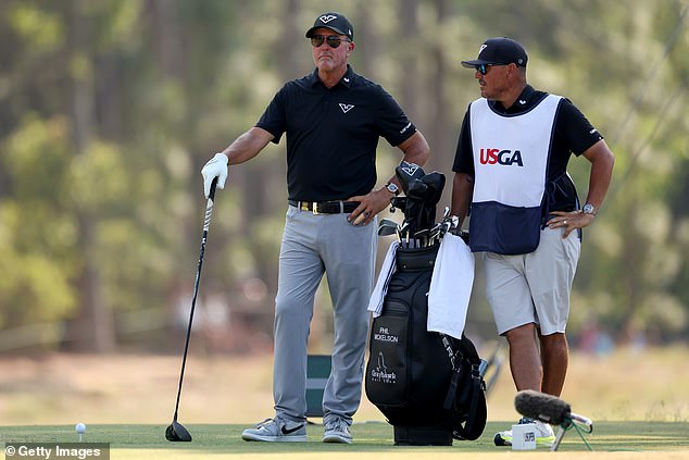 Phil Mickelson ended day two of the US Open a huge 20 shots behind the leader at Pinehurst