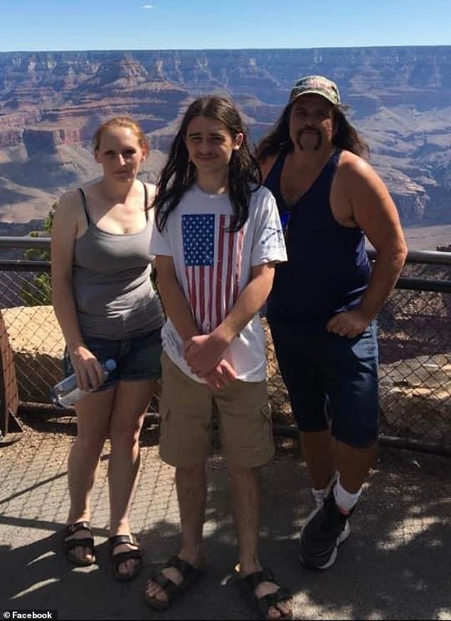 Officers tried to talk down the accused teen (pictured with parents) in a dramatic standoff captured on bodycam.