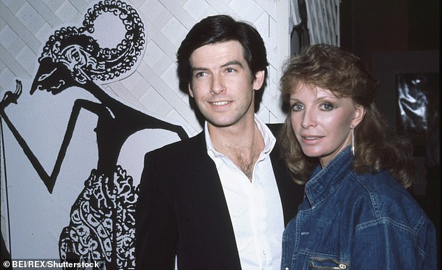 Pierce adopted both Chris and his late sister Charlotte when their biological father died in 1986 while married to Cassandra (Cassandra and Pierce pictured in 1983)