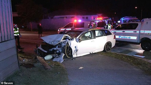 A Holden Commodore with five people on board climbed a roundabout and crashed into a retaining wall on William Boulevard in Pimpama just before 1am on Sunday