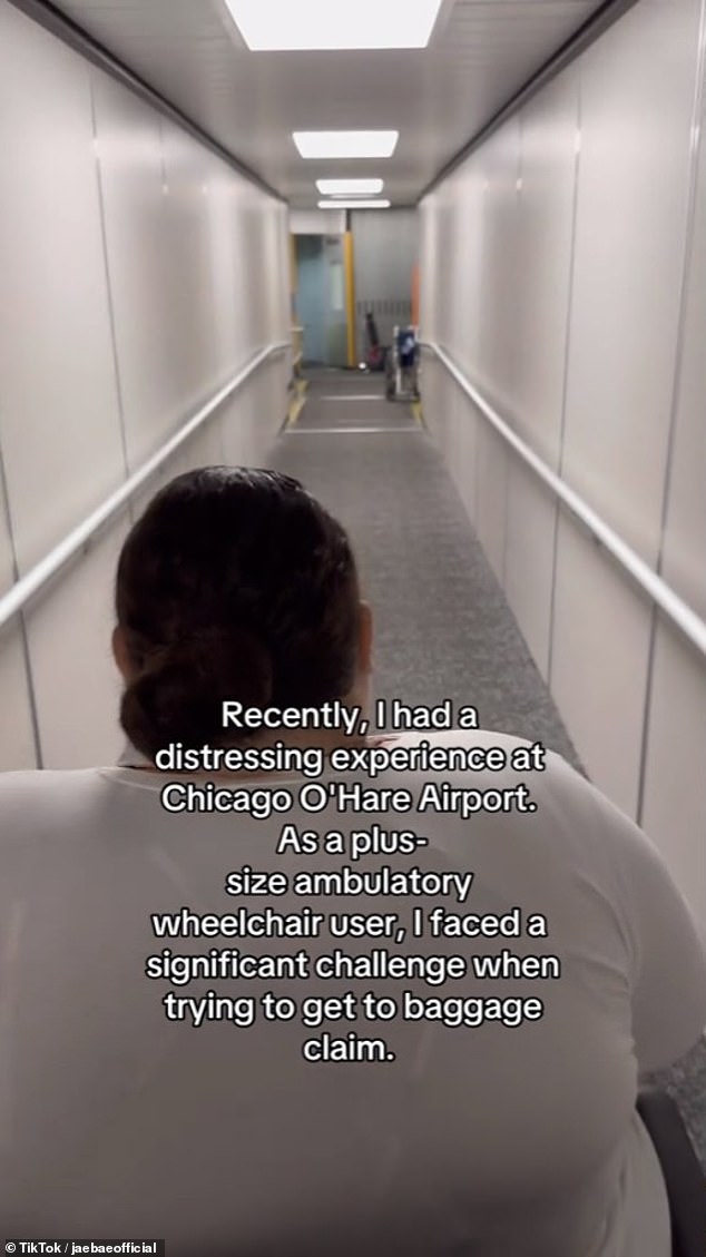 Plus-size travel influencer Jae'lynn Chaney, 27, claims she got stuck in a revolving door at Chicago O'Hare Airport