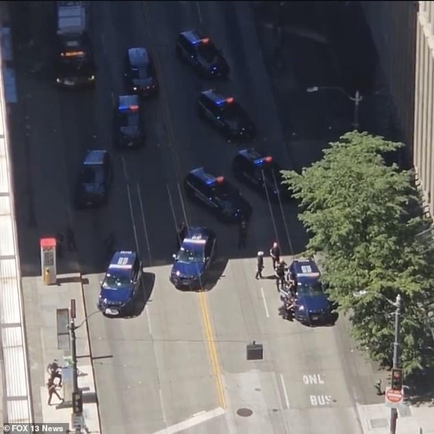 A woman has been arrested by police in Seattle following an armed standoff after she stormed into the city's FBI headquarters brandishing a gun.  She didn't make it to the lobby