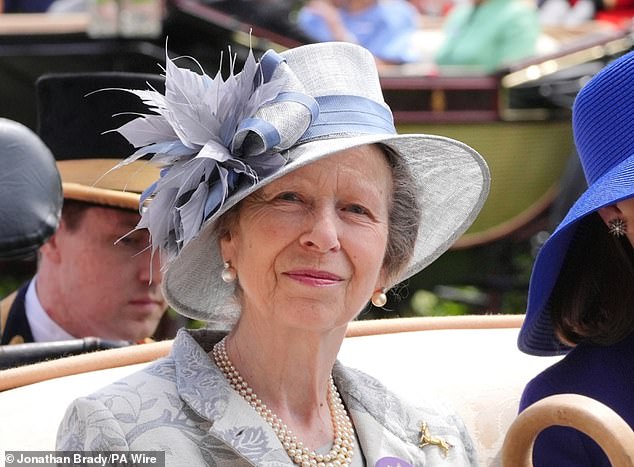 The Princess Royal in a carriage during the third day of Royal Ascot in Berkshire last Thursday