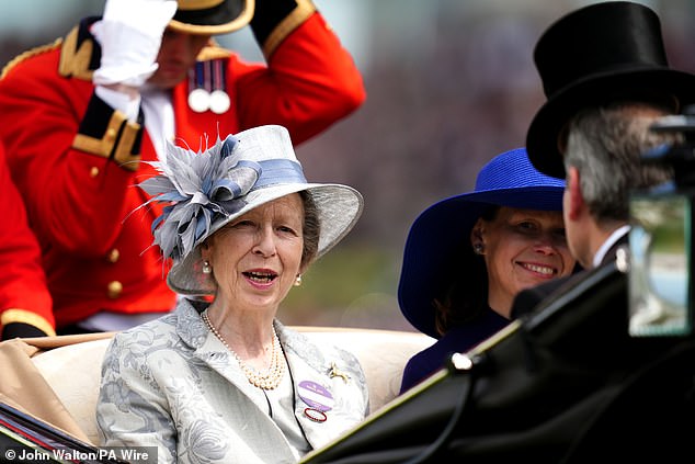 The Princess Royal arrives by carriage on day three of Royal Ascot last Thursday