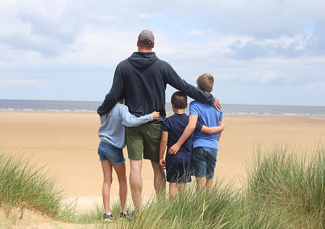 The photo showed the trio on a beach trip with their father, posing with their backs to the camera as they looked out to sea.