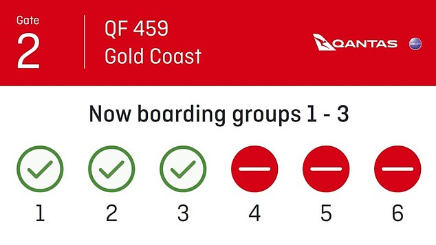 The new system divides passengers into six groups based on the class they are in, their frequent flyer status and seat location