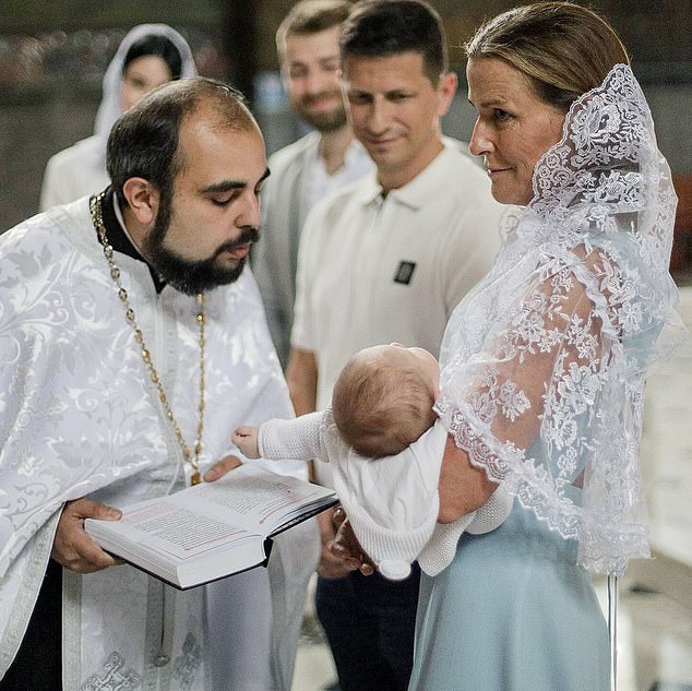 India (right), a granddaughter of the first Count Mountbatten of Burma, participated in the baptism at the Kiev-Pechersk Lavra, the holiest monastery in the Ukrainian capital Kiev