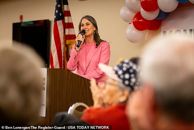 Republican congressional candidate Monique DeSpain speaks at an election observation party