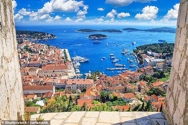 Travel writer Jo Knowsley described Hvar as a 'Croatian gem'.  In the photo: Hvar with the Paklinski Islands in the background