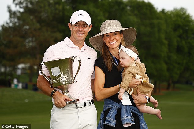 McIlroy (pictured with Stoll and their three-year-old daughter Poppy) has dramatically scrapped plans to divorce his wife of seven years