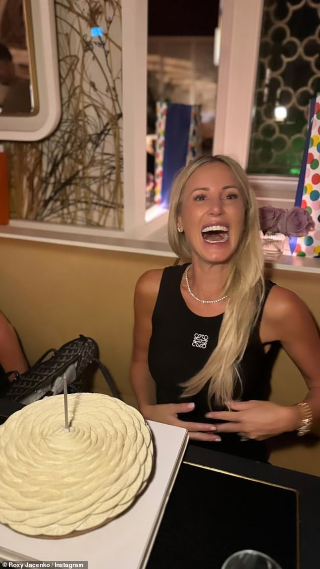 Roxy Jacenko, 44, (pictured) was treated to a very lavish birthday dinner in Singapore this weekend, while her husband Oliver Curtis, 39, flew in all her closest friends and family