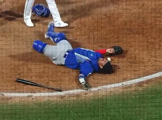 Buffalo Bisons catcher Payton Henry was hit in the head with a swing against Syracuse