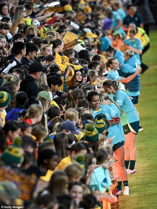 The Matildas had no trouble attracting fans to the venue for their friendly against China on Monday evening (pictured)