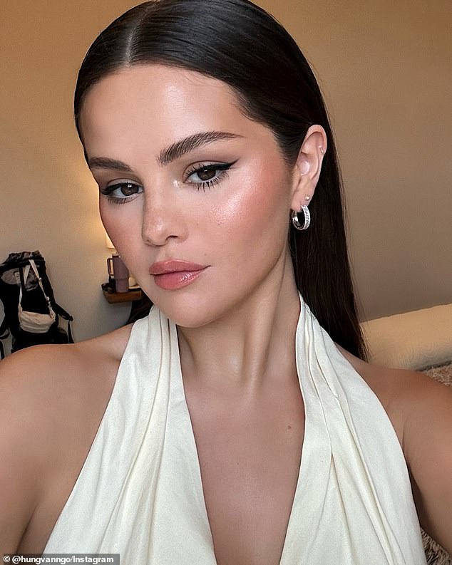 Selena Gomez showed off her 'soft glam' makeup in a snap posted by makeup artist Hung Vanngo on Instagram Saturday night