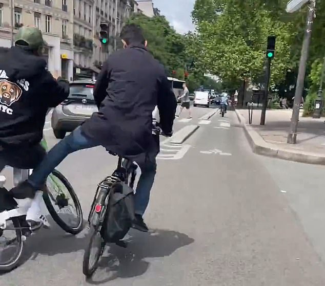 A video shows skater Tyshawn Jones being kicked off his bike in the streets of Paris