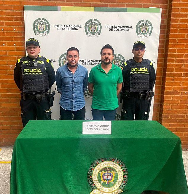 Two Colombian siblings (second from left and second from right) were arrested last Thursday at El Dorado International Airport in Bogotá after attacking two police officers who were called to escort them off an Avianca plane due to their unruly behavior.  Both passengers were believed to be drunk