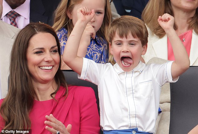 Prince Louis was filmed moving his waist with both hands in the air during the anniversary pageant