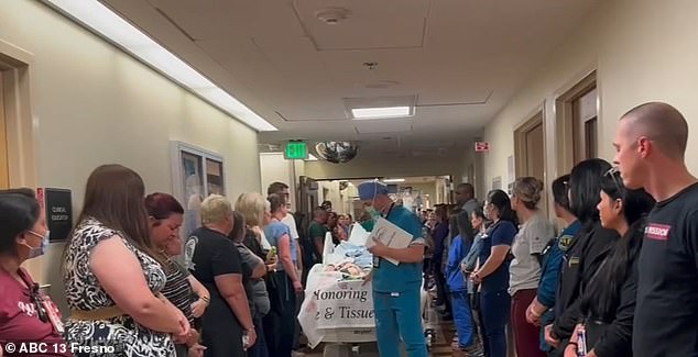 Hospital staff formed a guard of honor to pay tribute to beloved California pediatric nurse Patrice Sanders, who died after suffering a stroke