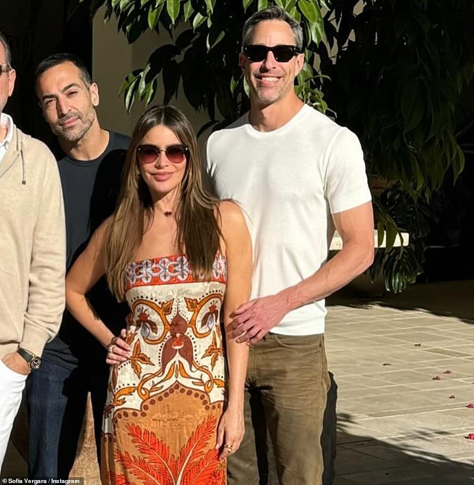 Sofia Vergara posed with her doctor boyfriend again this weekend at an outdoor party at her Los Angeles mansion