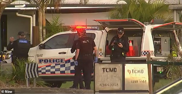 Police are processing the scene at Robb Place in South Mackay on Wednesday following the alleged double shooting