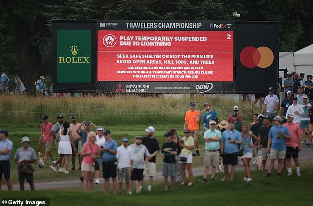 Spectators were struck by lightning during the Travelers Championship on Saturday afternoon