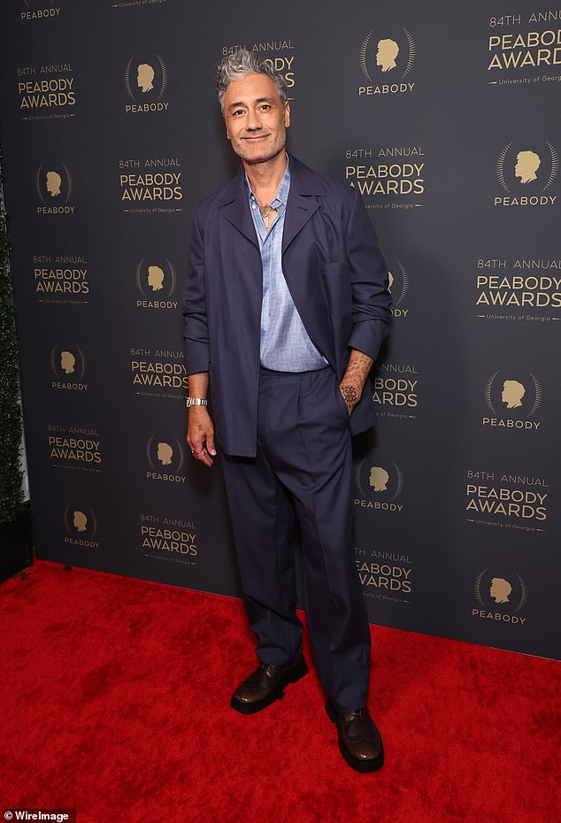 Taika Waititi made a rare solo appearance without wife Rita Ora on Sunday as he attended the prestigious Peabody Awards at the Beverly Wilshire Hotel in Los Angeles