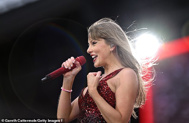 Taylor Swift left a very special gift for the people of Liverpool – and didn't tell anyone about it (pictured June 13 at Anfield Stadium)