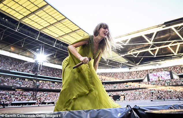 The singer has just completed her first round of Eras Tour shows in the capital, selling out the UK's biggest venue and playing to 89,000 people for three nights in a row on Friday, Saturday and Sunday (pictured June 23)