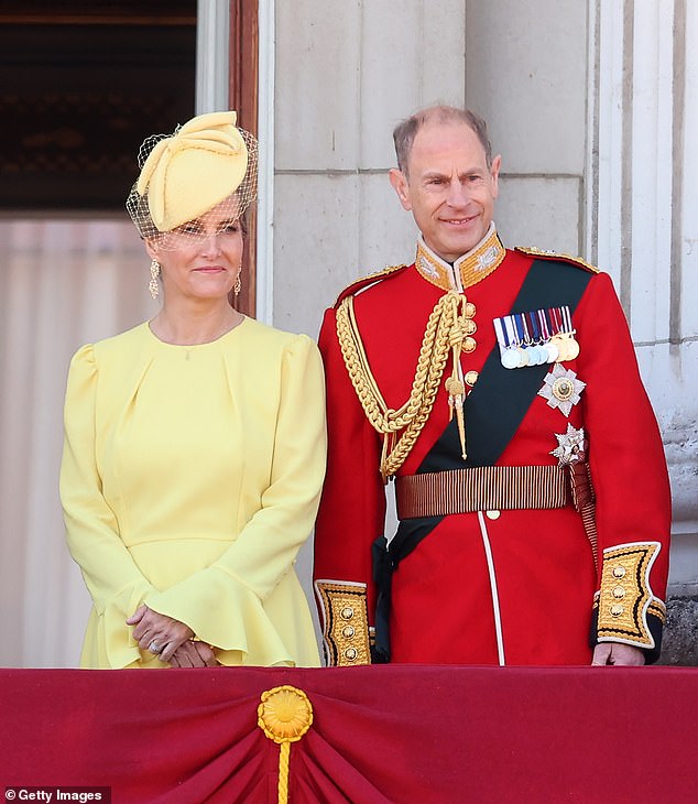 The Duke and Duchess of Edinburgh on the balcony of Buckingham Palace during Trooping the Color this weekend